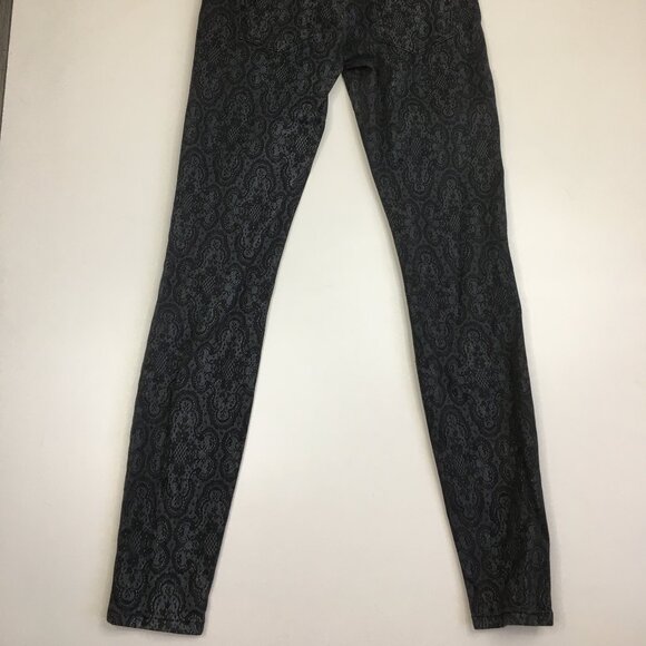 CURRENT ELLIOTT 5 Pocket Logo Hardware Black Antique Lace The Ankle Skinny Jeans - Picture 10 of 12